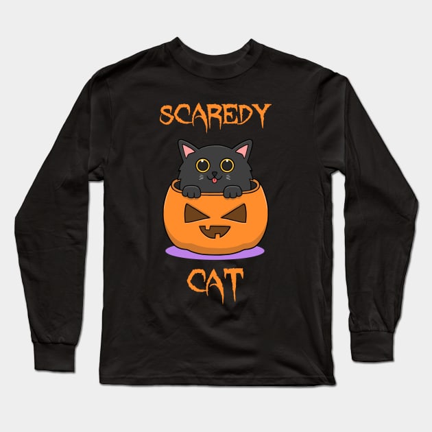 SCAREDY CAT PUMPKIN Long Sleeve T-Shirt by Dieowl